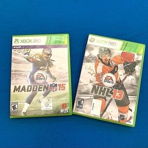 BUNDLE Xbox 360 MADDEN NFL 15 & NHL 13 games.